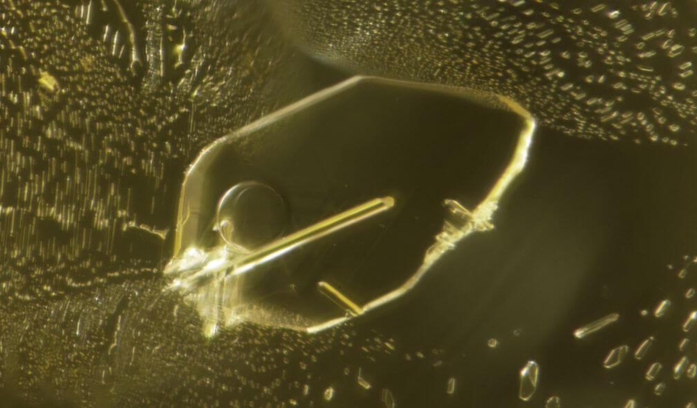 Flat cavity containing a gas bubble in an unheated yellow sapphire from Sri-Lanka